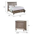 Queen Bedroom Set- Gold Wood- 3 Piece Set with 2 Nightstands