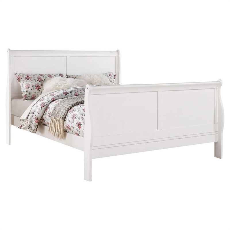 King Bedroom Set- White Wood- 3 Piece Set with 2 Nightstands