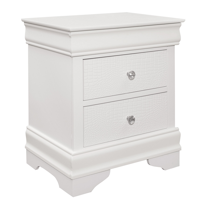 King Bedroom Set- White Wood- 3 Piece Set with 2 Nightstands
