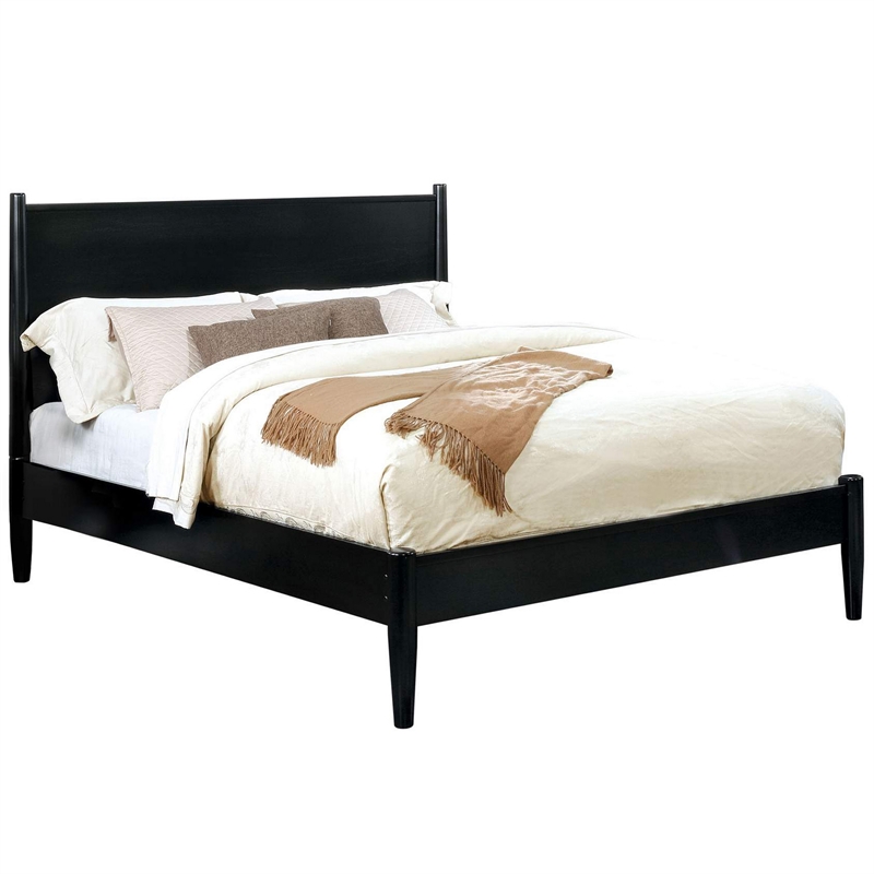 California King Bedroom Set- Black Wood- 3 Piece Set with 2 Nightstands