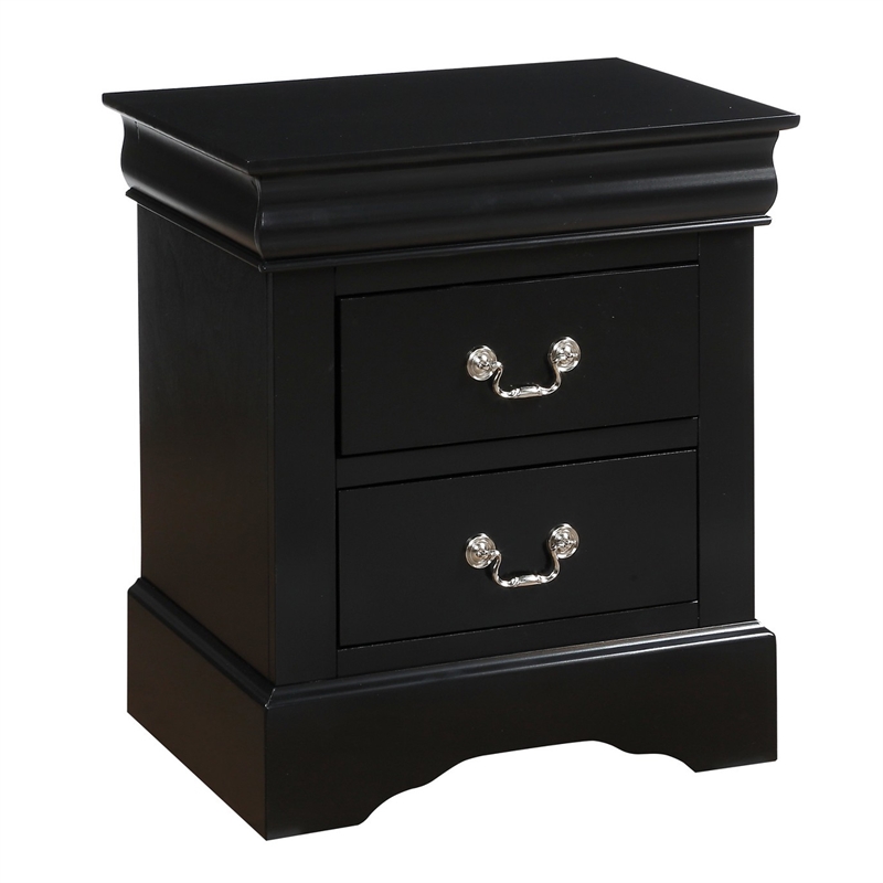 California King Bedroom Set- Black Wood- 3 Piece Set with 2 Nightstands