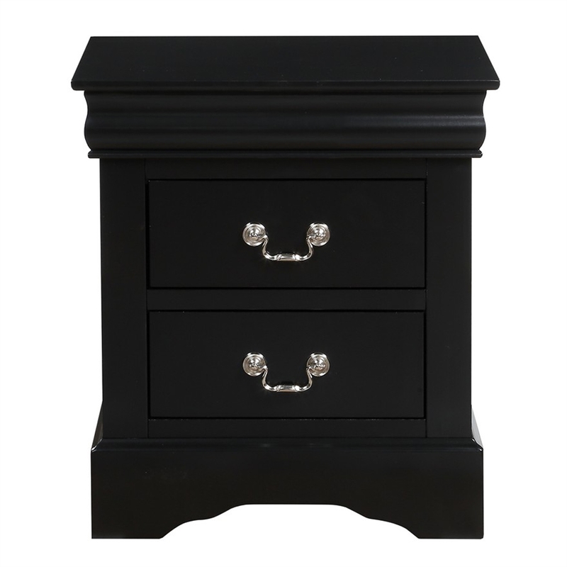 California King Bedroom Set- Black Wood- 3 Piece Set with 2 Nightstands