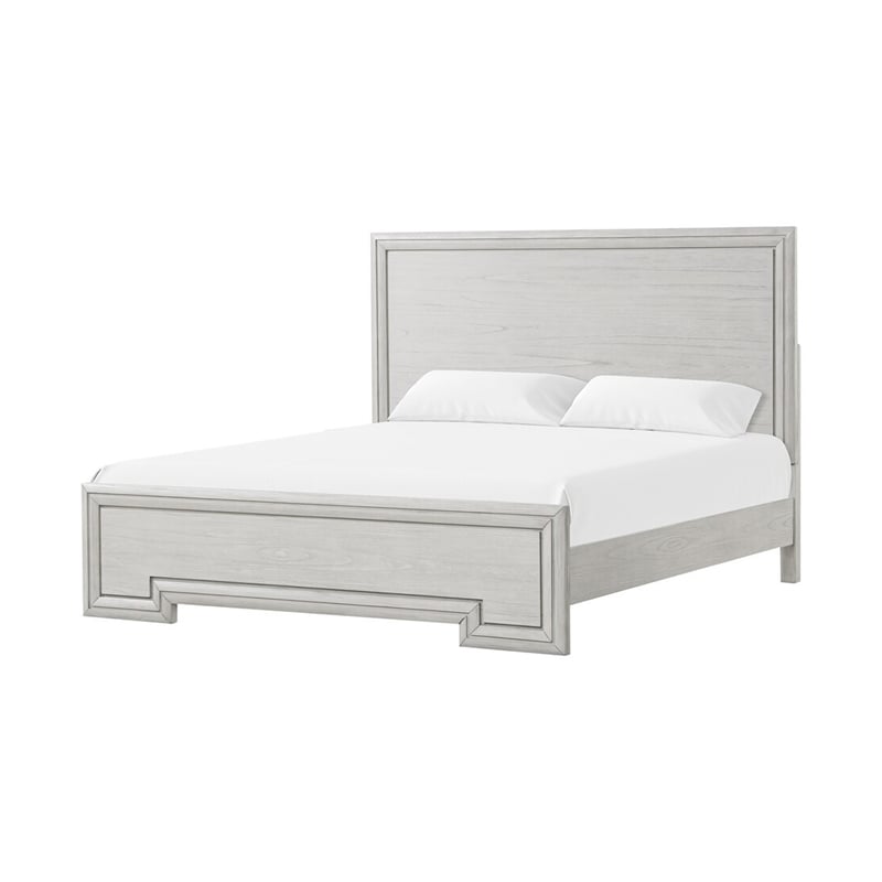 Queen Bedroom Set- White- Nickel Wood- 2 Piece Set with Nightstand