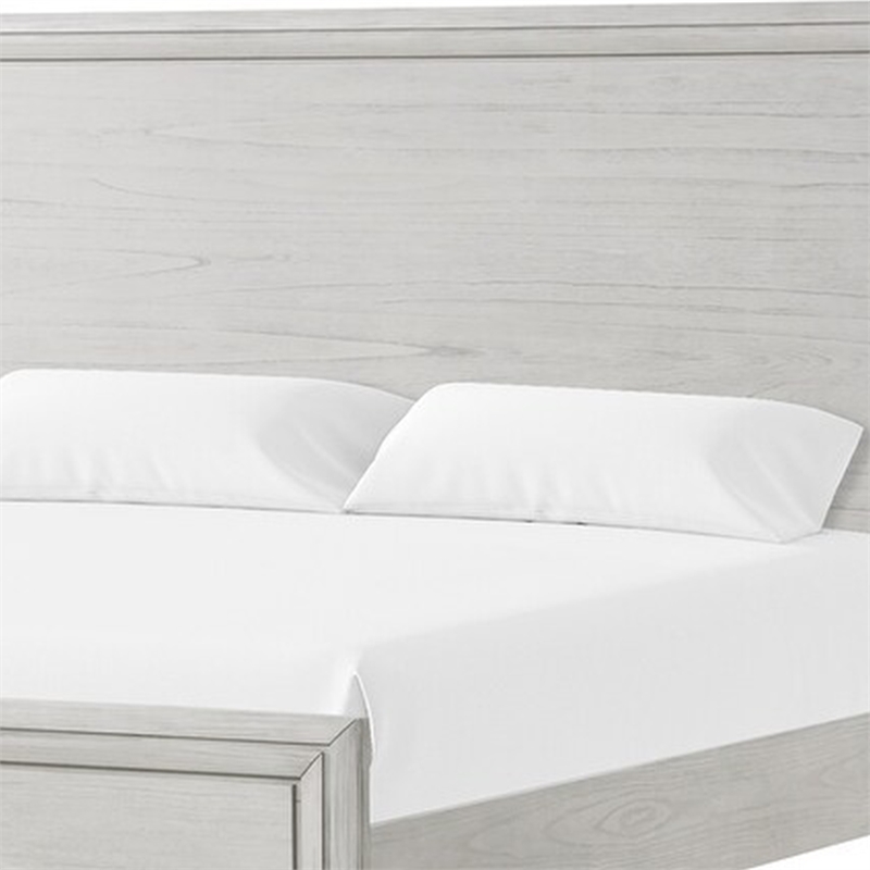 Queen Bedroom Set- White- Nickel Wood- 2 Piece Set with Nightstand