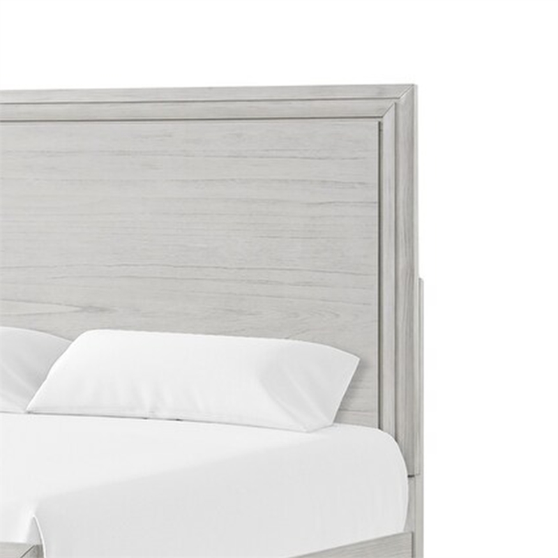 Queen Bedroom Set- White- Nickel Wood- 2 Piece Set with Nightstand