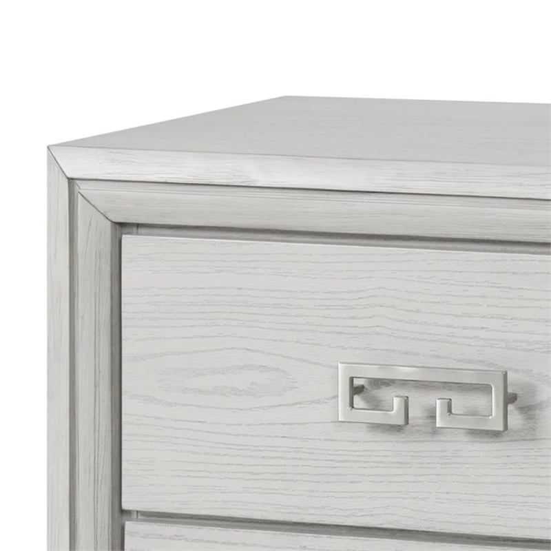 Queen Bedroom Set- White- Nickel Wood- 2 Piece Set with Nightstand