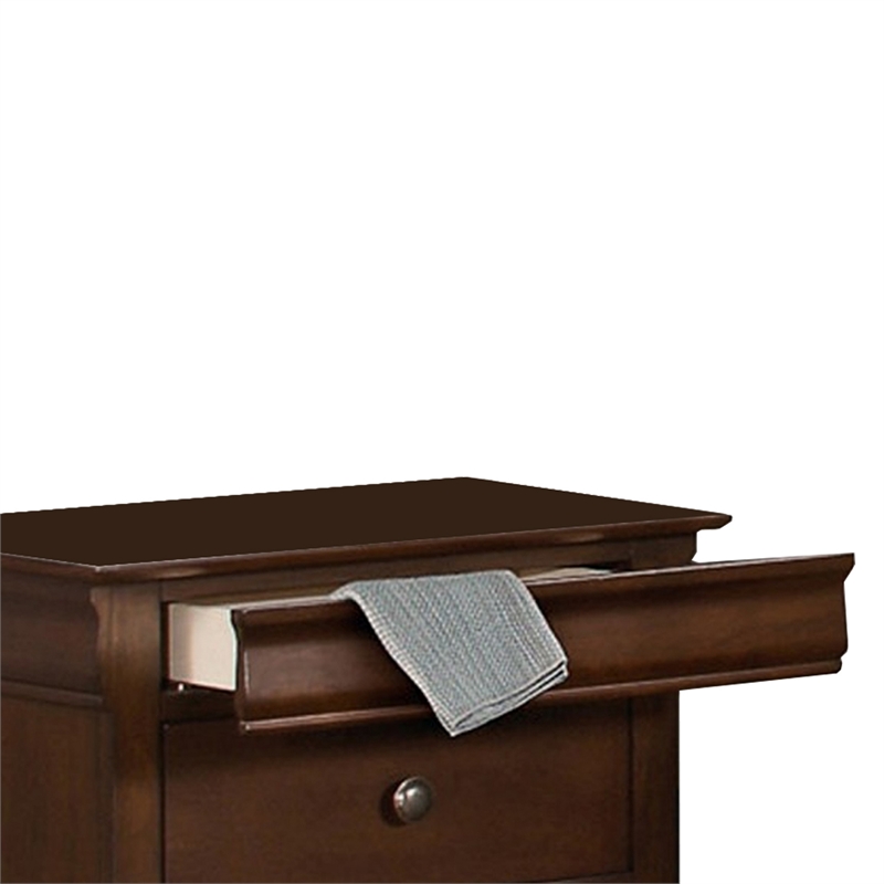 Queen Bedroom Set- Brown Wood- 2 Piece Set with Nightstand