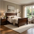 Queen Bedroom Set- Brown Wood- 2 Piece Set with Nightstand