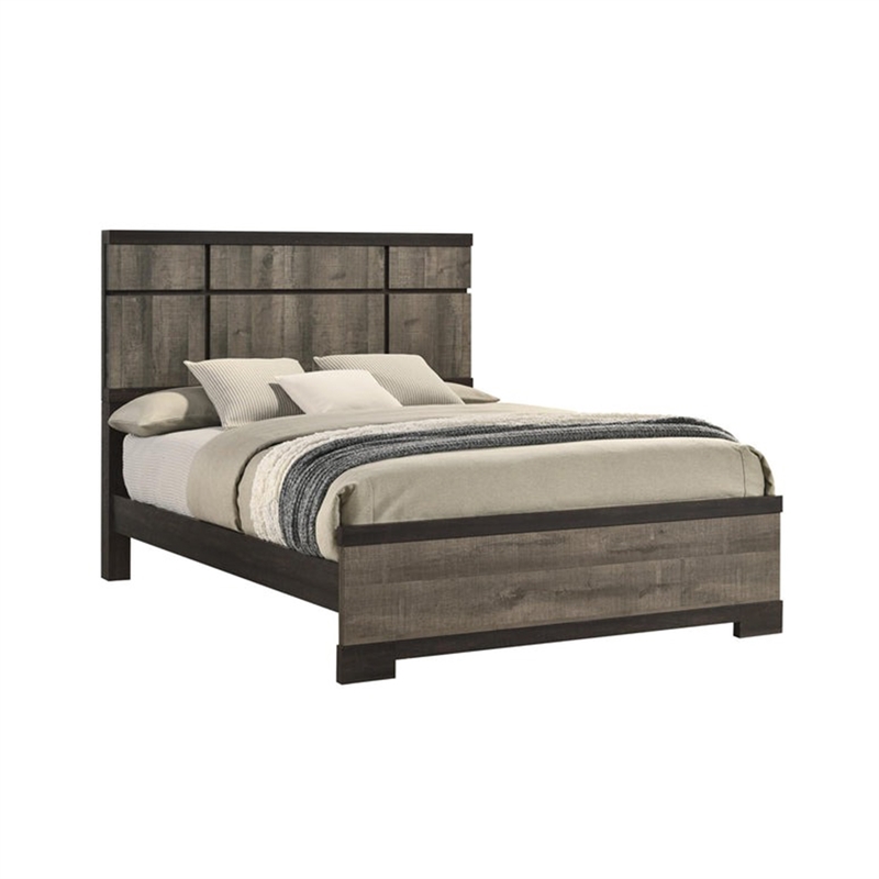 King Bedroom Set- Gray- Ebony Black Wood- 2 Piece Set with Nightstand