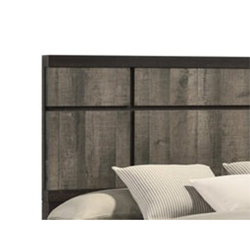 King Bedroom Set- Gray- Ebony Black Wood- 2 Piece Set with Nightstand