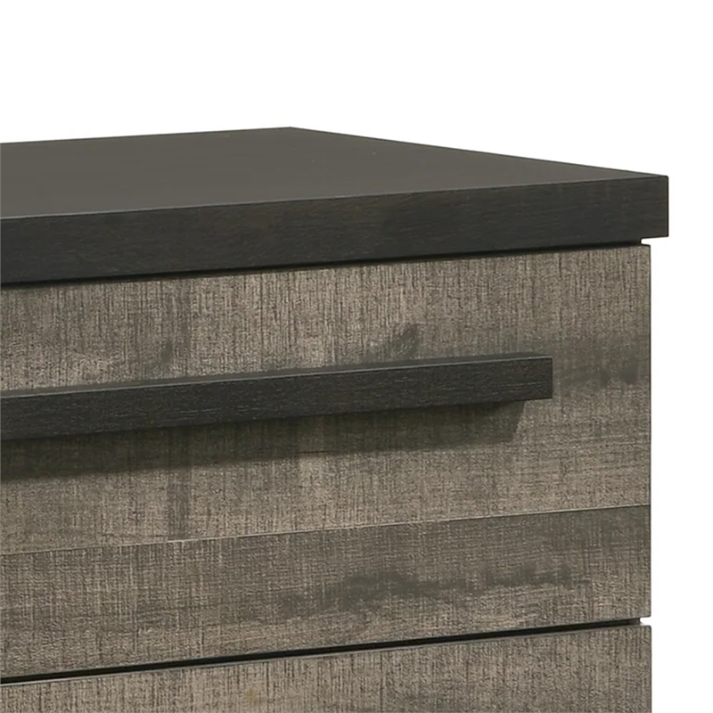 Queen Bedroom Set- Gray- Ebony Black Wood- 2 Piece Set with Nightstand