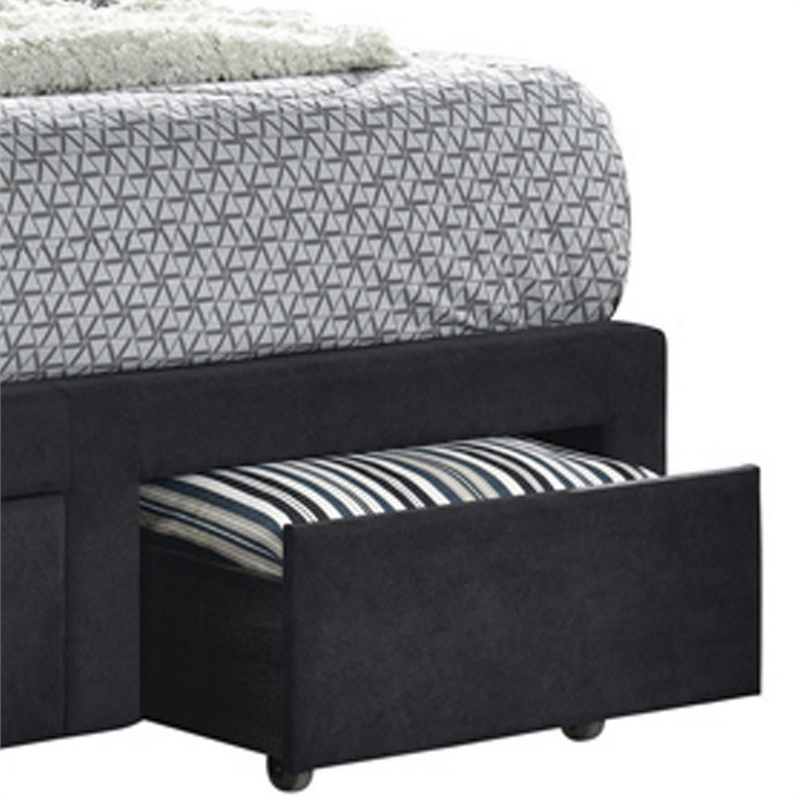 King Bedroom Set- Black Wood- 3 Piece Set with 2 Nightstands