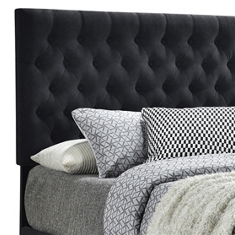 King Bedroom Set- Black Wood- 3 Piece Set with 2 Nightstands