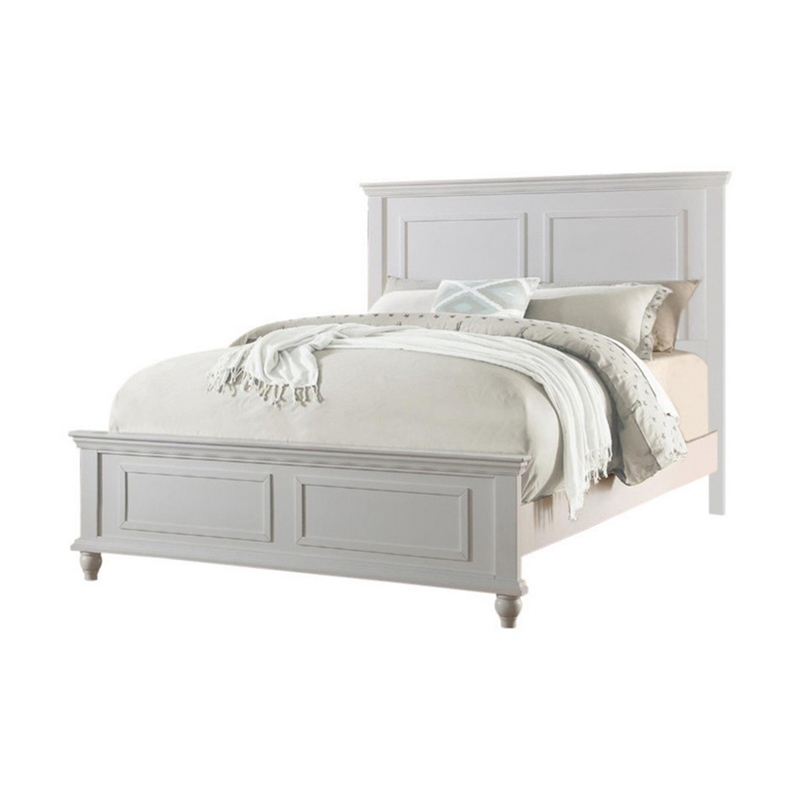 King Bedroom Set- White Wood- 3 Piece Set with 2 Nightstands