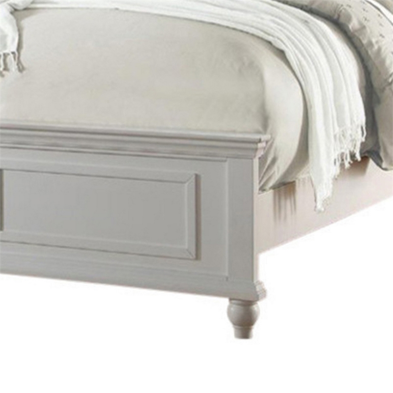 King Bedroom Set- White Wood- 3 Piece Set with 2 Nightstands