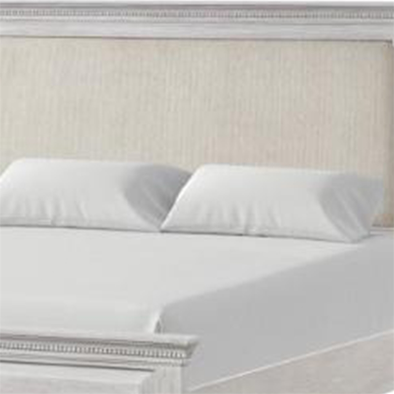 Queen Bedroom Set- Gray- Cream Wood- 2 Piece Set with Nightstand