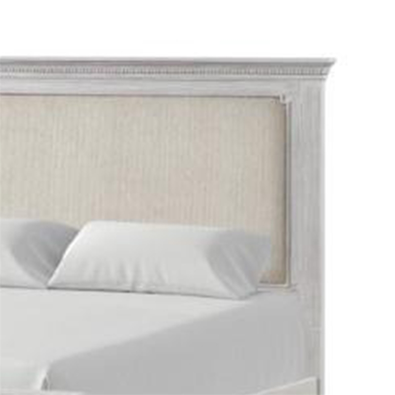 Queen Bedroom Set- Gray- Cream Wood- 2 Piece Set with Nightstand