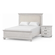 Queen Bedroom Set- Gray- Cream Wood- 2 Piece Set with Nightstand