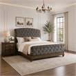 Queen Bedroom Set- Gray- Brown Wood- 2 Piece Set with Nightstand