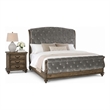 Queen Bedroom Set- Gray- Brown Wood- 2 Piece Set with Nightstand