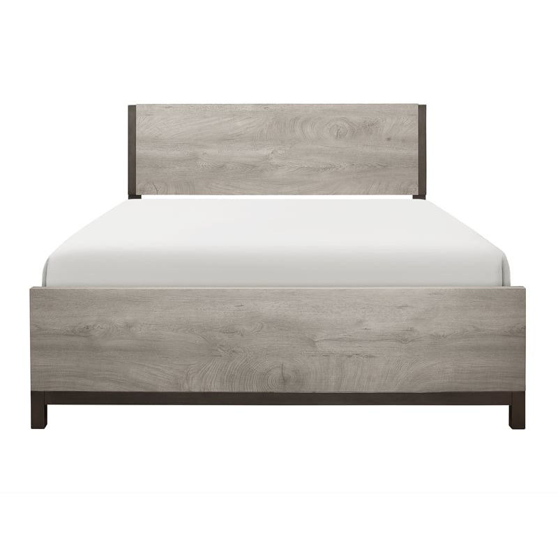 Queen Bedroom Set- Gray Wood- 4 Piece Set with 2 Nightstands and Dresser