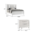 Queen Bedroom Set- White- Silver Wood- 2 Piece Set with Nightstand