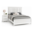 Queen Bedroom Set- White- Silver Wood- 2 Piece Set with Nightstand