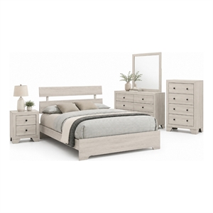 Full Bedroom Set- White- Black Wood- 4 Piece Set with Nightstand- Dresser-Chest