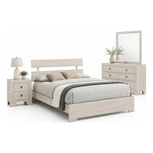 Full Bedroom Set- White- Black Wood- 3 Piece Set with Nightstand and Dresser