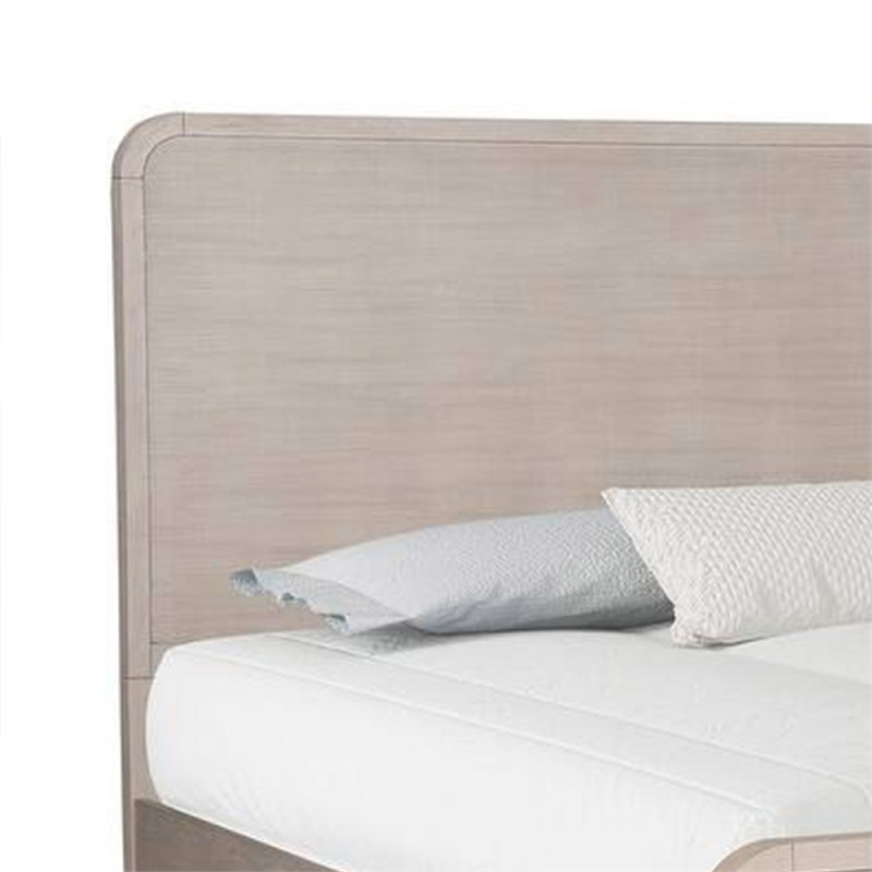 Queen Bedroom Set- Natural Oak Beige Brown Wood- 2 Piece Set with Nightstand