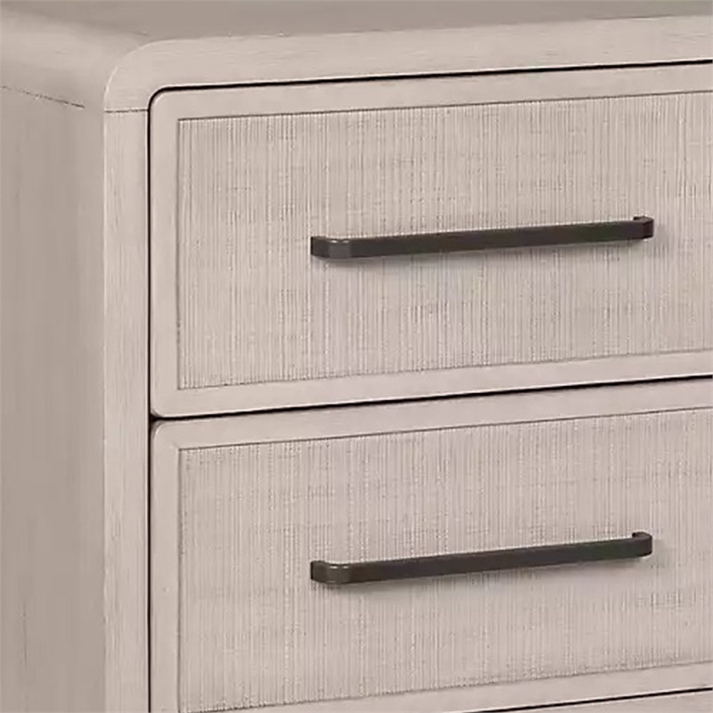 Queen Bedroom Set- Natural Oak Beige Brown Wood- 2 Piece Set with Nightstand