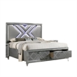 Queen Bedroom Set- Gray- Silver Wood- 2 Piece Set with Nightstand