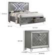 Queen Bedroom Set- Gray- Silver Wood- 2 Piece Set with Nightstand