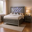 Queen Bedroom Set- Gray- Silver Wood- 2 Piece Set with Nightstand