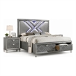 Queen Bedroom Set- Gray- Silver Wood- 2 Piece Set with Nightstand