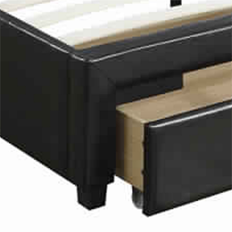Queen Bedroom Set- Black Wood- 3 Piece Set with 2 Nightstands