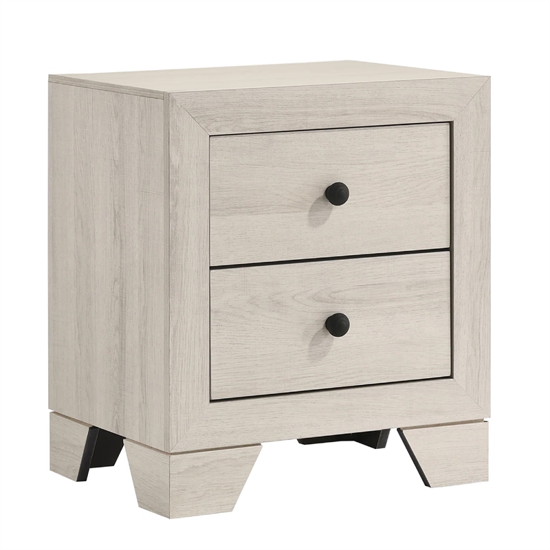Queen Bedroom Set- White- Black Wood- 3 Piece Set with 2 Nightstands
