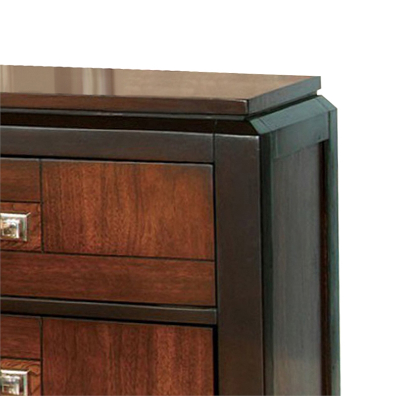 Queen Bedroom Set- Brown Wood- 2 Piece Set with Nightstand