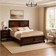 Queen Bedroom Set- Brown Wood- 2 Piece Set with Nightstand