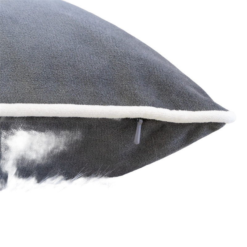 Rola Square Throw Pillow- Let It Snow Embroidery- Gray Cotton 20 Inch