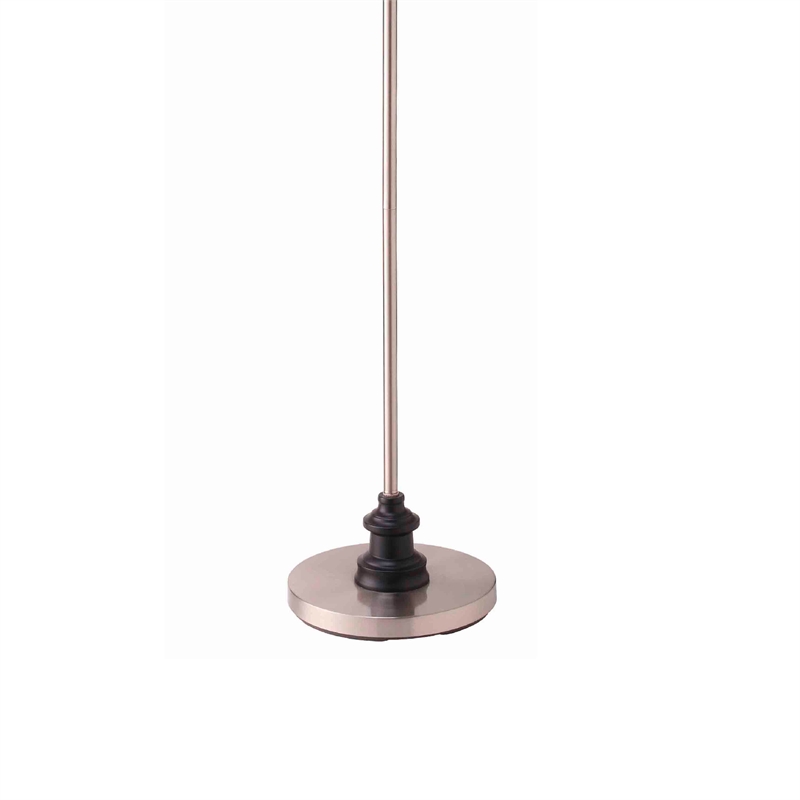Floor Lamp- Gooseneck Arm and Adjustable Head- Nickel- Black Metal