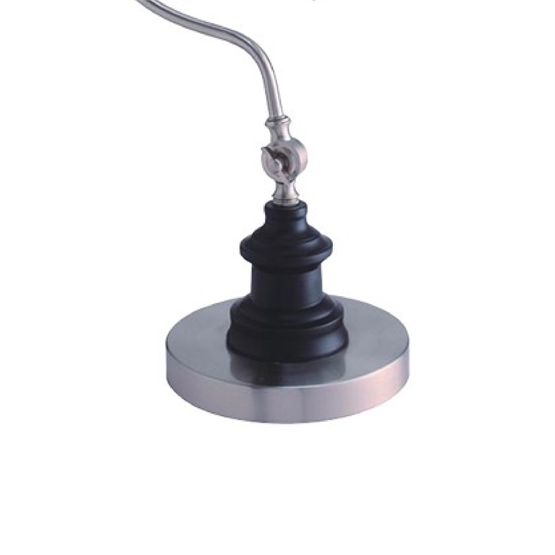 Table Lamp- Gooseneck Arm and Adjustable Head- Nickel- Black Metal