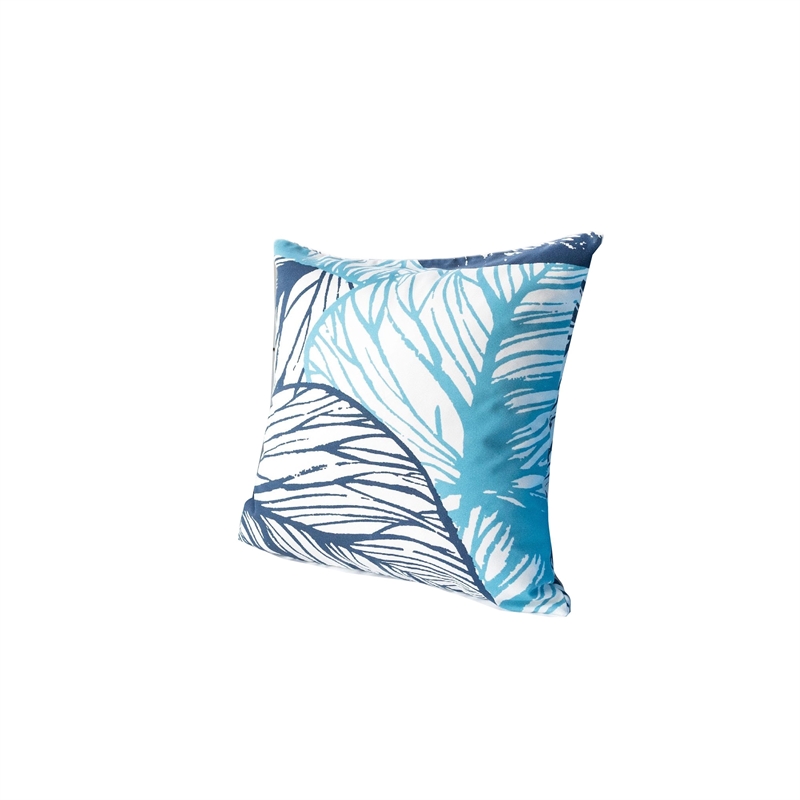 Gey Outdoor Throw Pillow Cover- Blue White Leaf Vein Pattern- 20 Inch Square