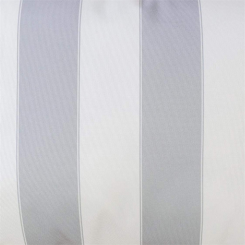 Keo Outdoor Lumbar Pillow- Wide Silver and White Horizontal Stripes- 14x20