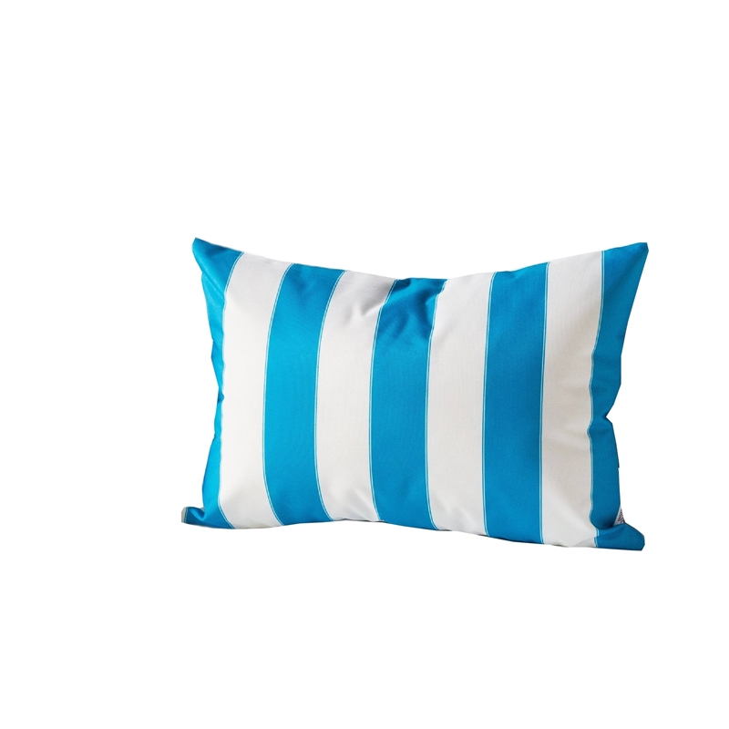 Keo Outdoor Lumbar Throw Pillow Cover- Blue and White Wide Stripes- 14x20
