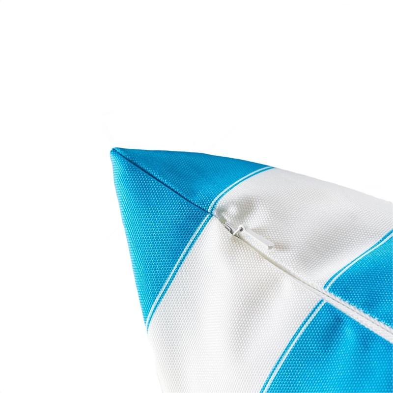 Keo Outdoor Lumbar Throw Pillow Cover- Blue and White Wide Stripes- 14x20