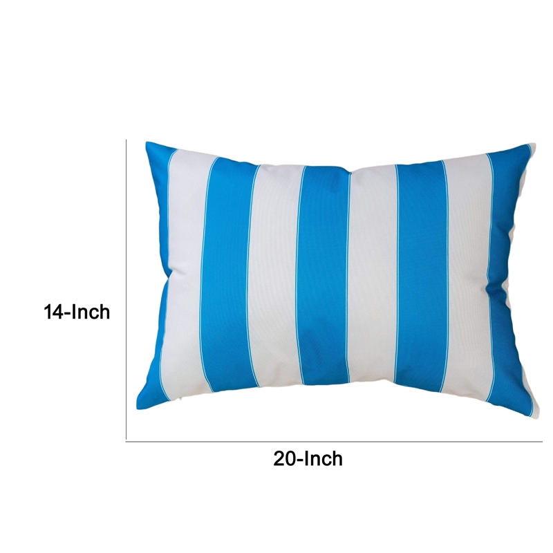 Keo Outdoor Lumbar Throw Pillow Cover- Blue and White Wide Stripes- 14x20