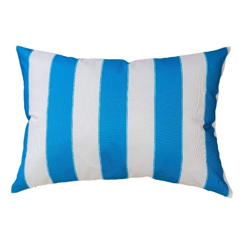 Keo Outdoor Lumbar Throw Pillow Cover- Blue and White Wide Stripes- 14x20