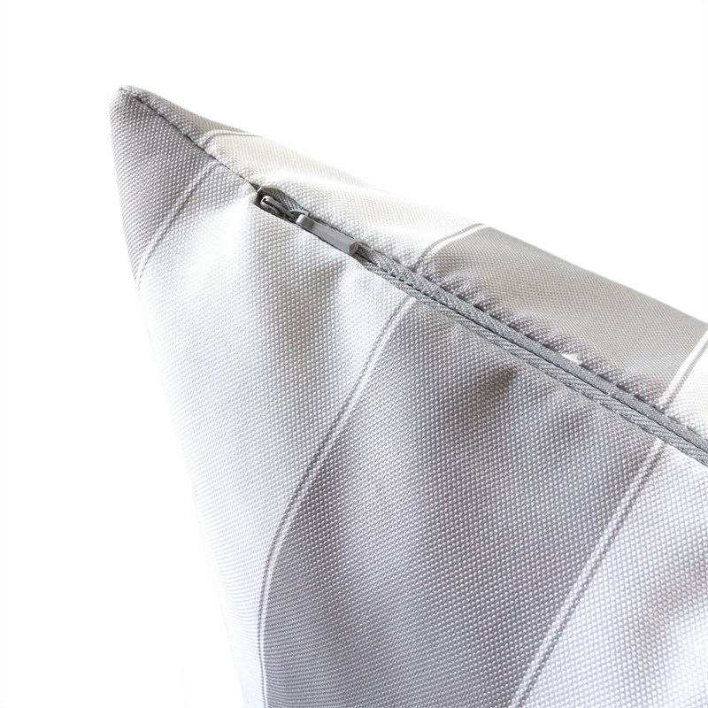 Keo Outdoor Throw Pillow Cover- Silver White Wide Stripes- 20 Inch Square
