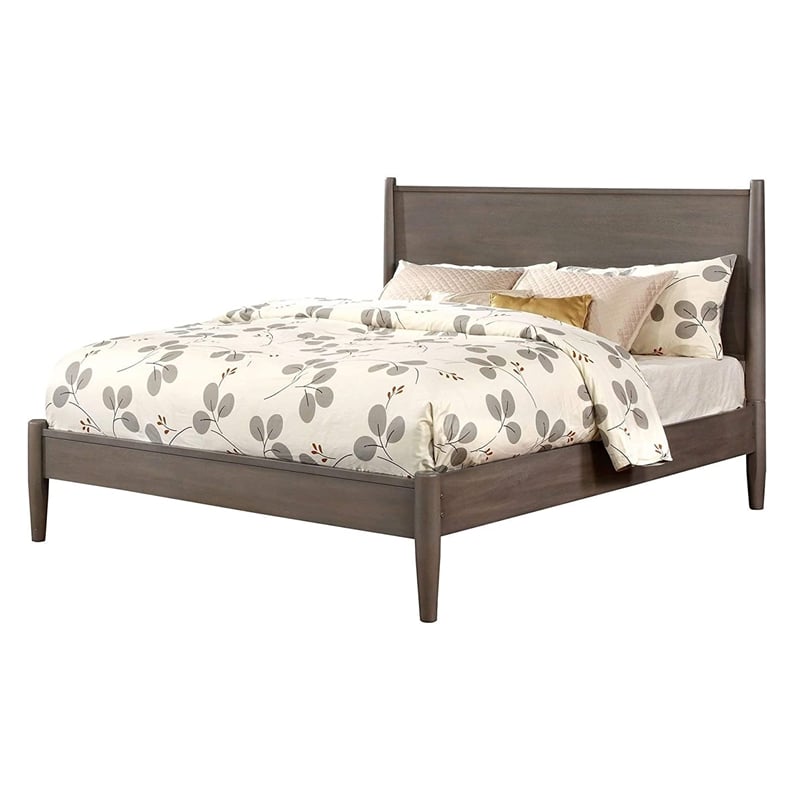 Queen Bedroom Set in Gray Wood - 2 Piece Set with Nightstand